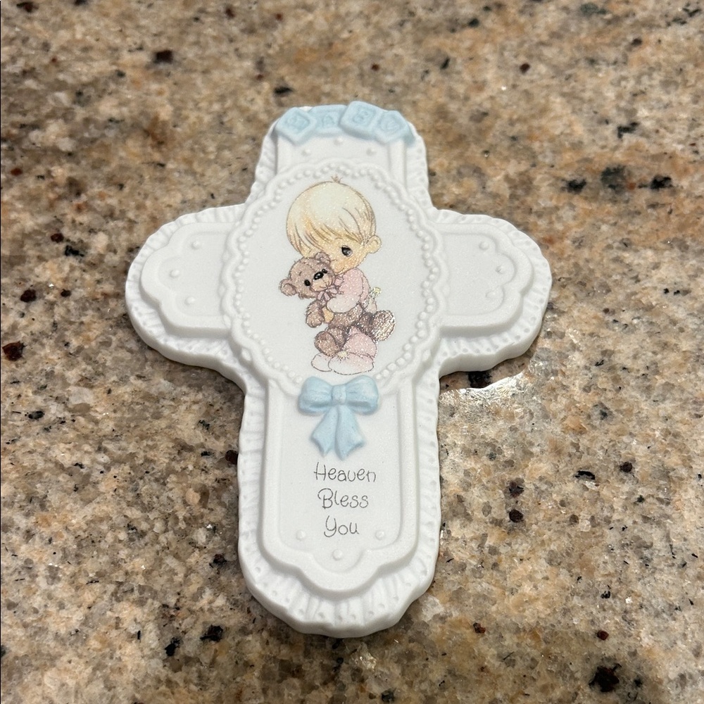 1994 Precious Moments Velvet Bisque Porcelain Cross Plaque